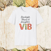 Starlight Music & Laughter Vib Positive Energy Shirt, Dreamy Lifestyle Tee, Uplifting Vibes Apparel