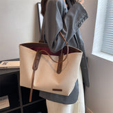 Simple Fashion Oxford Shoulder Bag – Casual All-Match Handbag with Canvas Lining (Black/Brown)