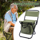 Foldable Fishing Chair with Insulated Cooler – Lightweight Waterproof Camping Stool for Hiking & Outdoor Use