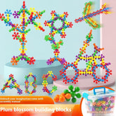 3D Rotating Plum Blossom Blocks - Snowflake Assembly Toy for Kids - STEM Educational Building Puzzle with Magic Motion