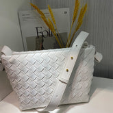 Woven PU Shoulder Bag – Trendy Streetwear Crossbody with Magnetic Closure (6 Colors, 33cm Large Capacity)