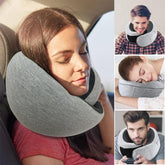 Memory Foam Travel Neck Pillow U-Shaped Ergonomic Support with Chin Strap & Anti-Slip Portable for Planes, Cars, Office