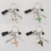 Stylist Keyring Accessory - 5-Piece Hair Care Charm Collection - Fashionable Bag Tassel for Salon Lovers & Beauty Enthusiasts
