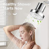 Supercharged 15‑Layer Filtered Shower Head – Scale & Chlorine Removal, Rain-Style Nozzle in Silver/Black/White