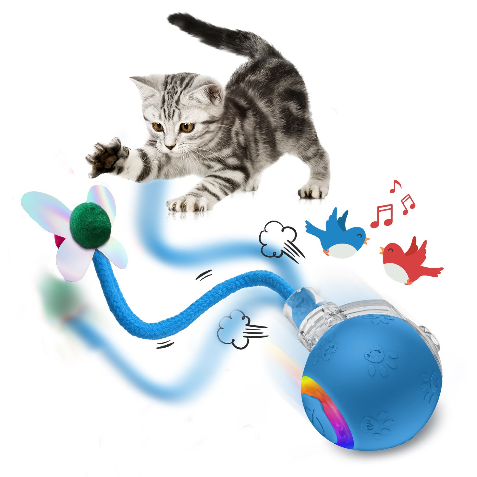 Self-Moving Gravity Cat Toy - Automatic Rope Teaser with Smart Motion Sensor for Playful Cats
