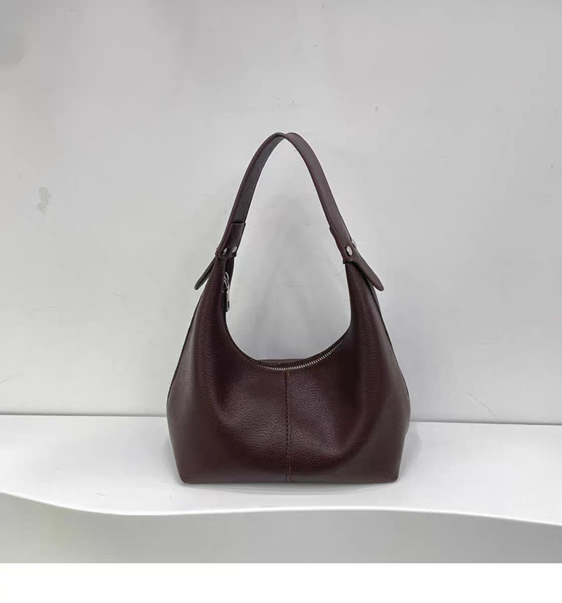 Soft Leather Hobo Bag - PU Shoulder Purse with Zippered Compartments