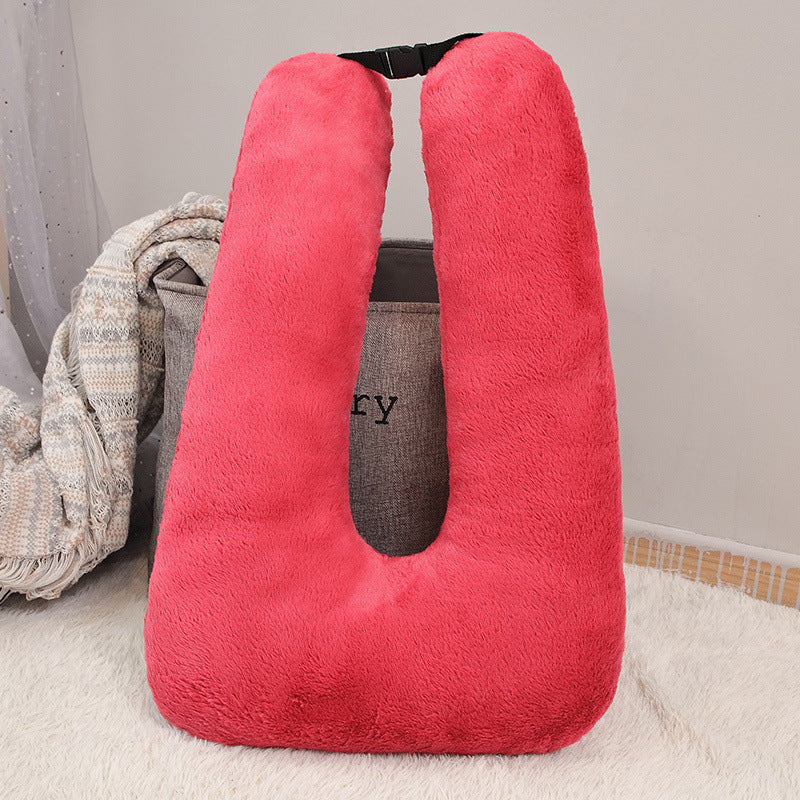 U-Shaped Travel Pillow for Kids & Adults – Soft Fur Car Seatbelt Pillow, Neck Support Cushion for Long Trips, Planes & Cars