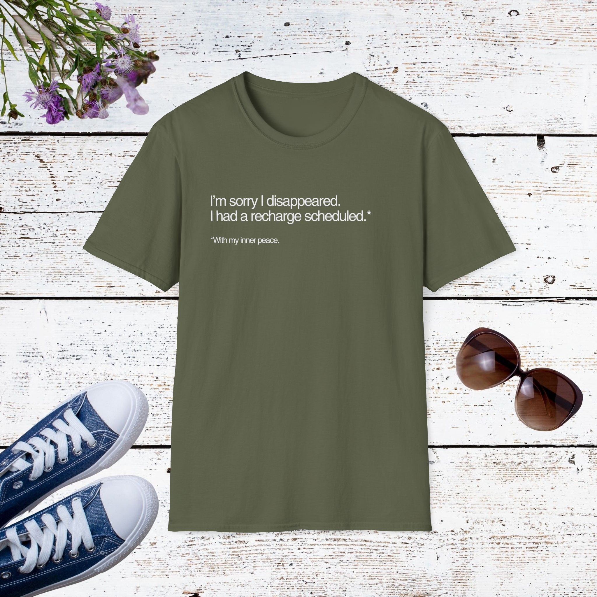 I’m Sorry I Disappeared Funny Introvert Recharge Shirt, Social Battery Humor Tee, Self-Care Gift