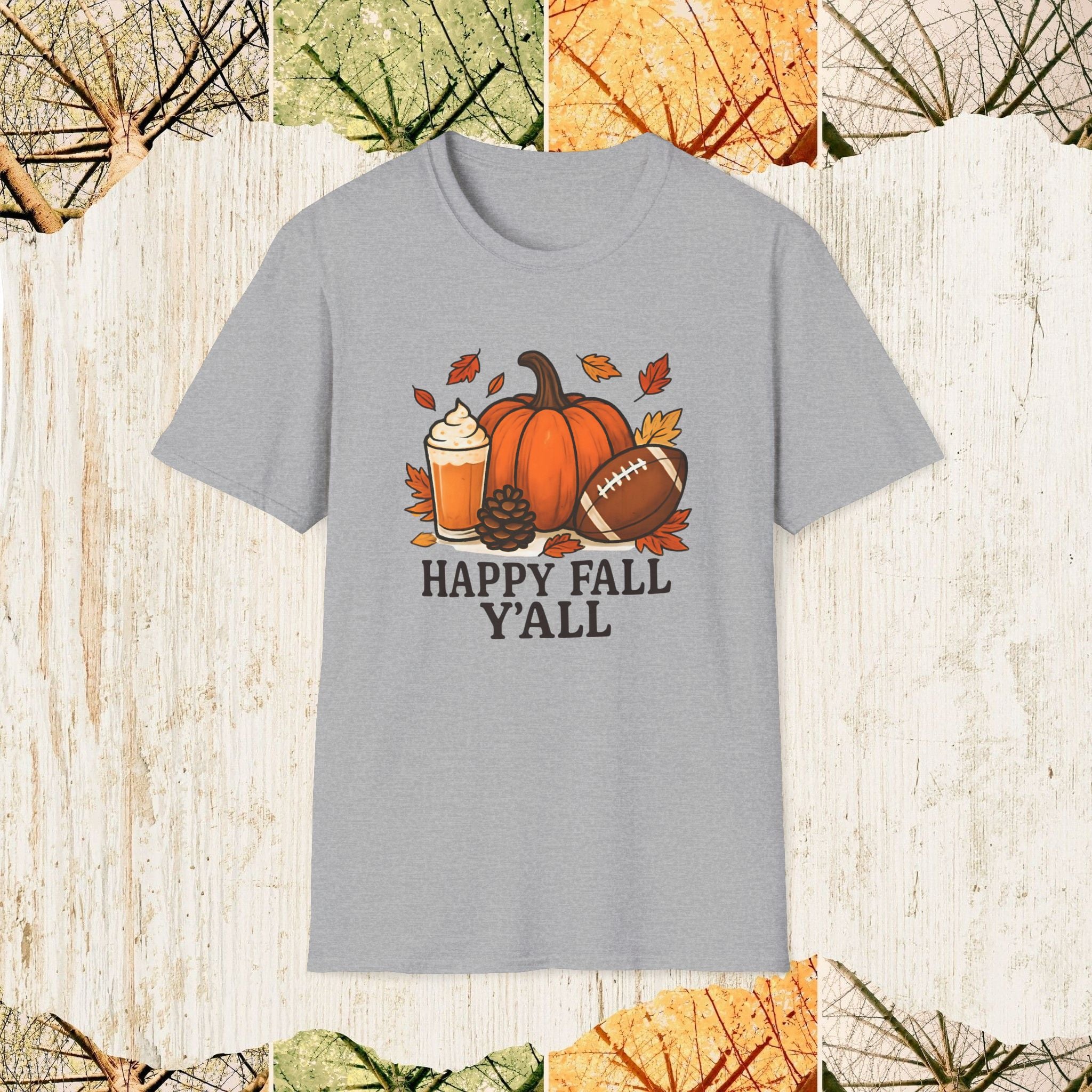 Happy Fall Y’all Cozy Autumn Shirt, Pumpkin Spice Tee, Thanksgiving & Fall Season Apparel