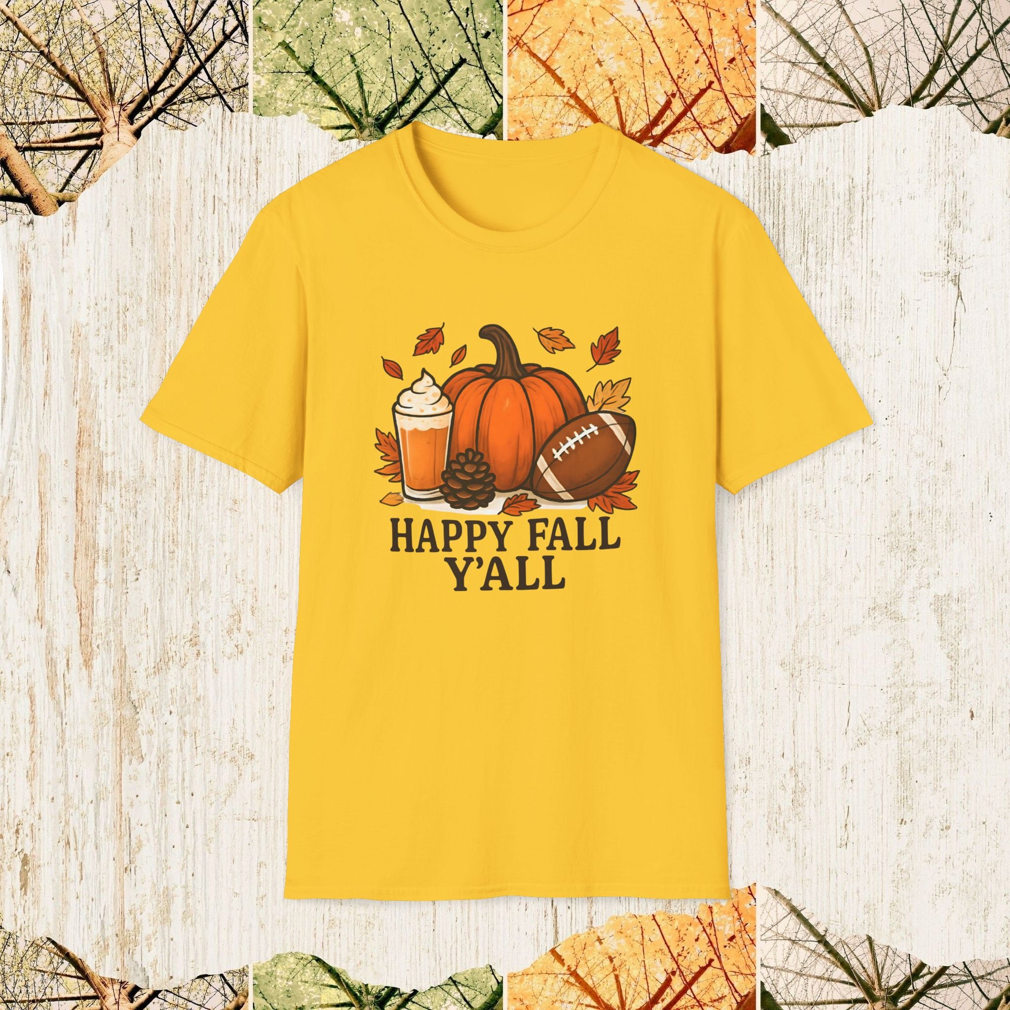 Happy Fall Y’all Cozy Autumn Shirt, Pumpkin Spice Tee, Thanksgiving & Fall Season Apparel