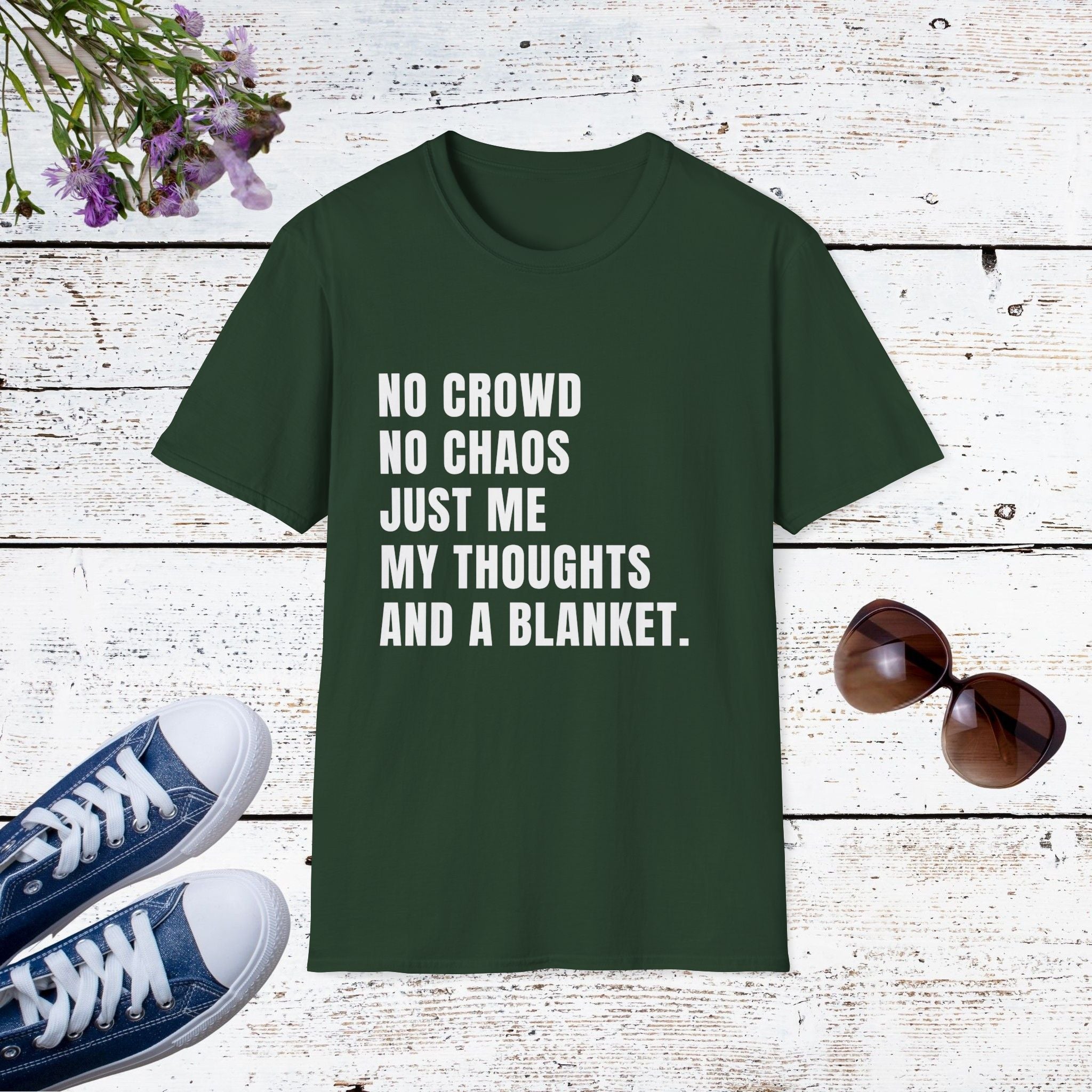 No Crowd No Chaos Cozy Introvert Shirt, Funny Self-Care Tee, Comfort & Blanket Lover Gift