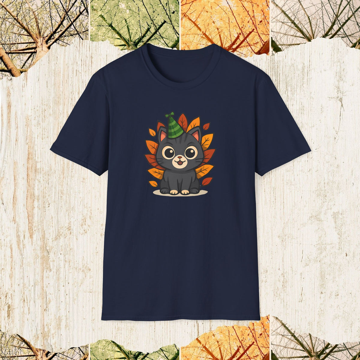 Cat Autumn Vibe Fall Cat Lover Shirt, Cozy Pumpkin Season Tee, Autumn Feline Apparel