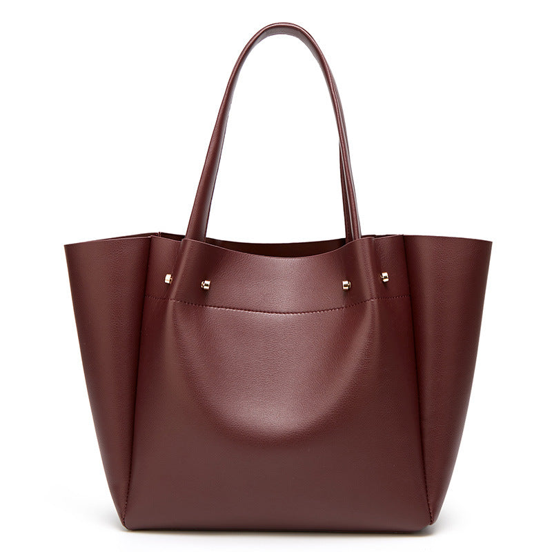 Large PU Tote Shoulder Bag – Spacious Everyday Work Bag with Zipper Pockets