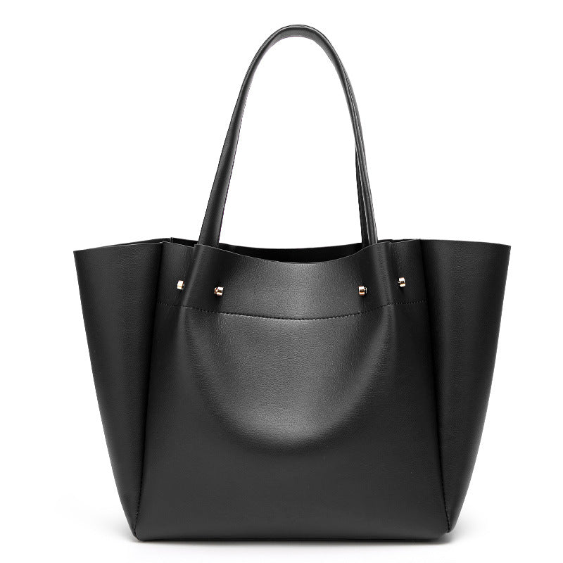 Large PU Tote Shoulder Bag – Spacious Everyday Work Bag with Zipper Pockets