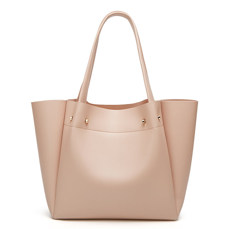 Large PU Tote Shoulder Bag – Spacious Everyday Work Bag with Zipper Pockets