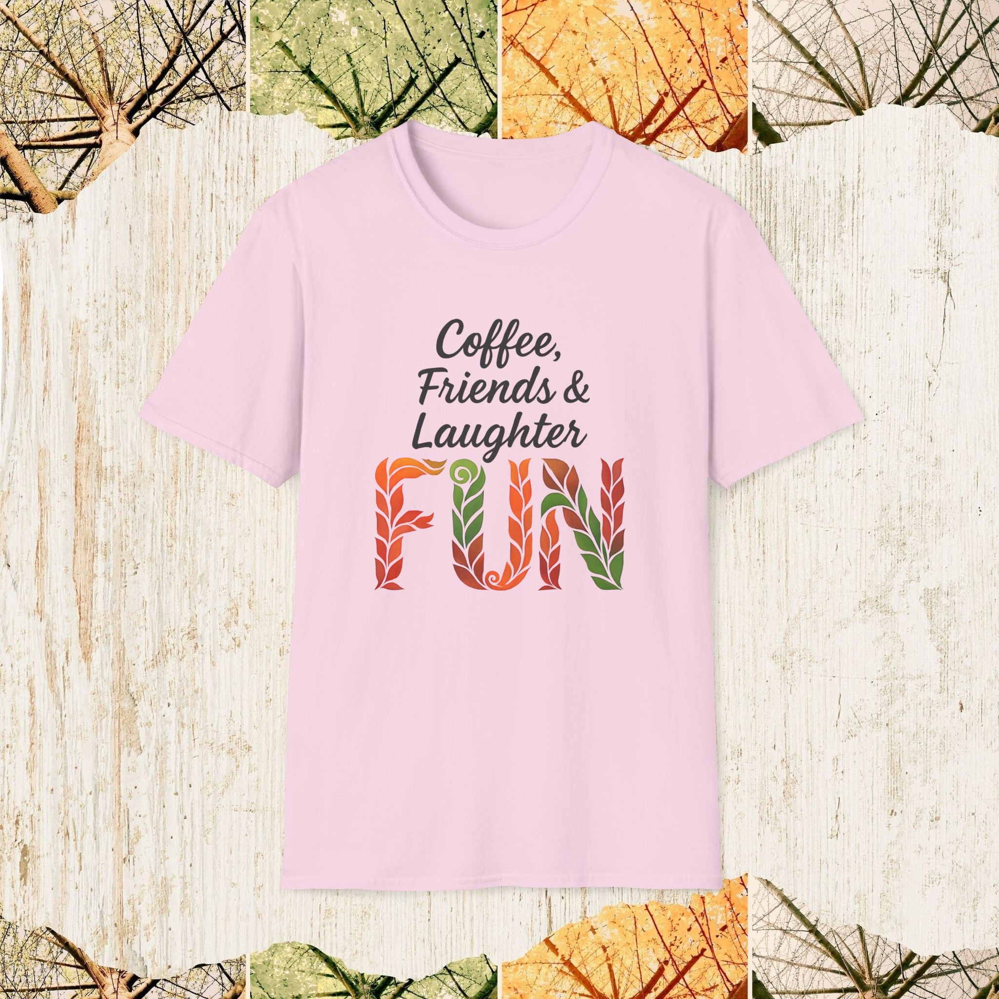 Coffee, Friends & Laughter Cozy Friendship Shirt, Everyday Lifestyle Tee