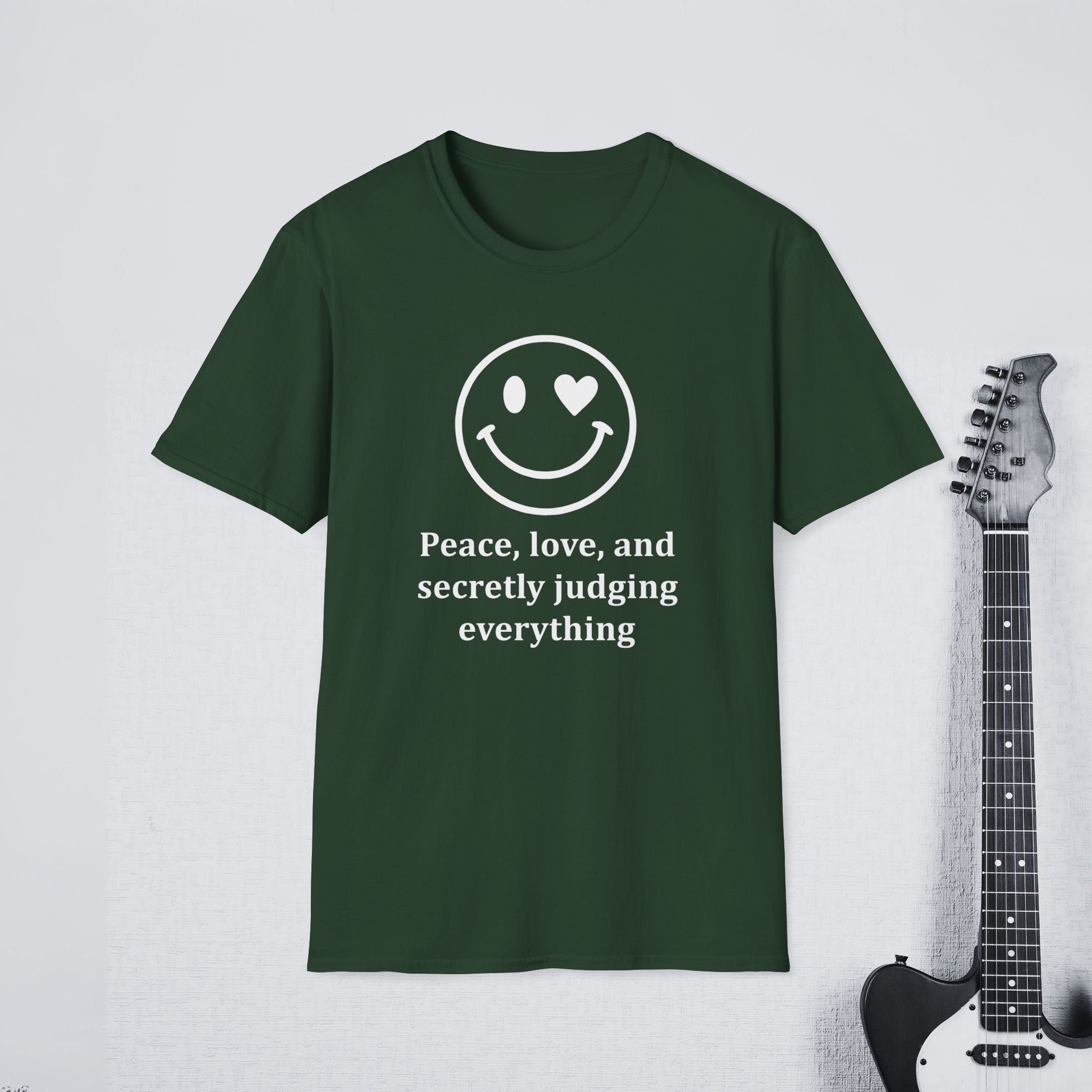 Peace Love and Secretly Judging Everything Sarcastic Humor Shirt, Funny Introvert Tee, Witty Streetwear Apparel