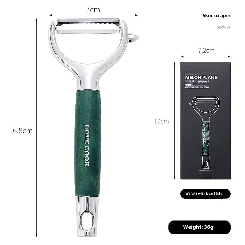 Dual-Blade Wonder Peeler - Wood-Grip Stainless Steel, Serrated & Flat Blades for All Produce