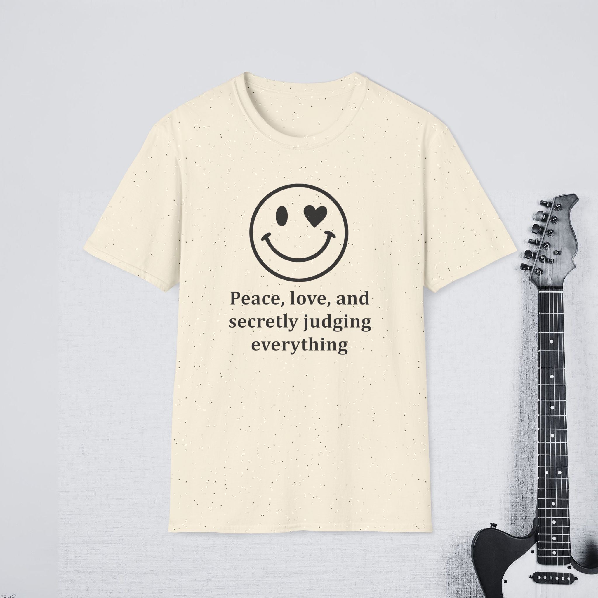 Peace Love and Secretly Judging Everything Sarcastic Humor Shirt, Funny Introvert Tee, Witty Streetwear Apparel