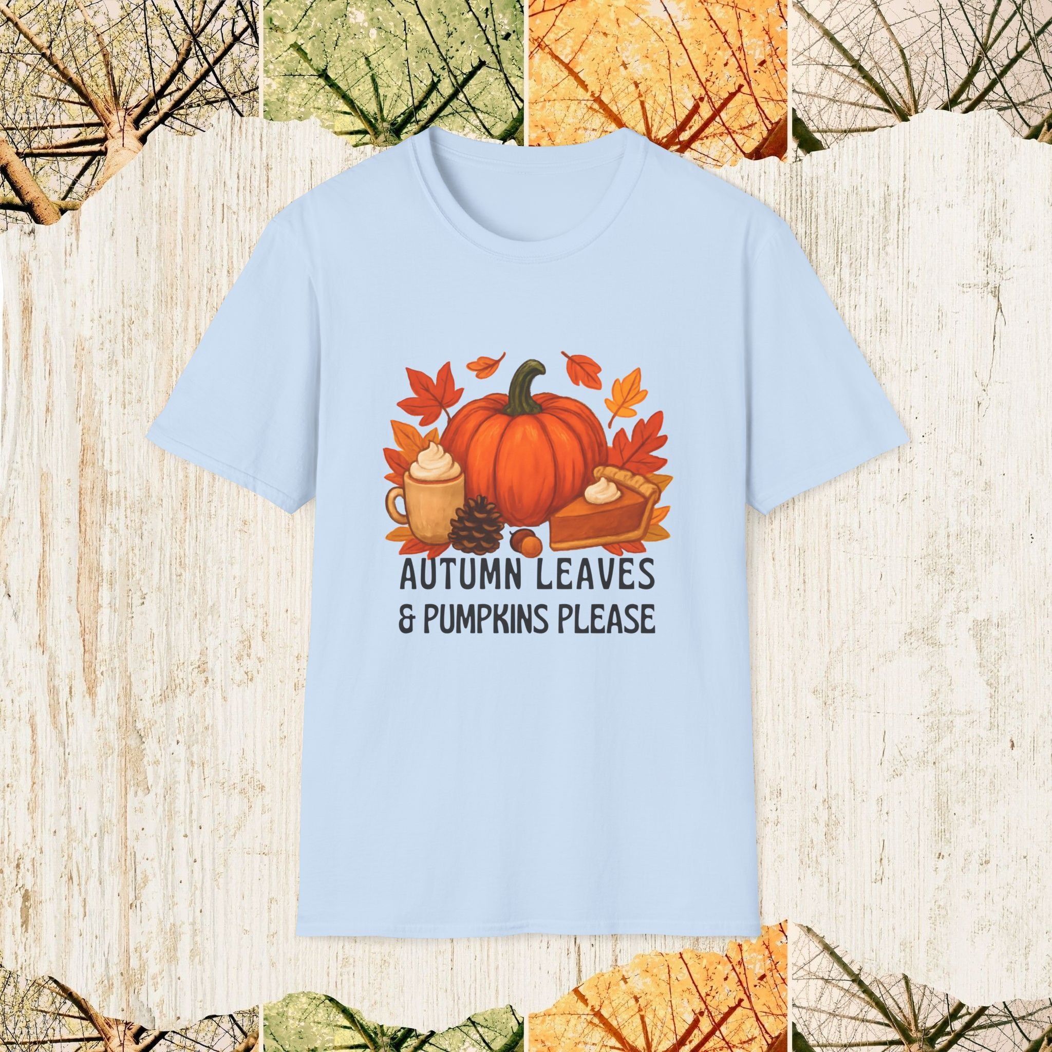Autumn Leaves & Pumpkins Please Cozy Fall Shirt, Pumpkin Spice Tee, Autumn Aesthetic Apparel