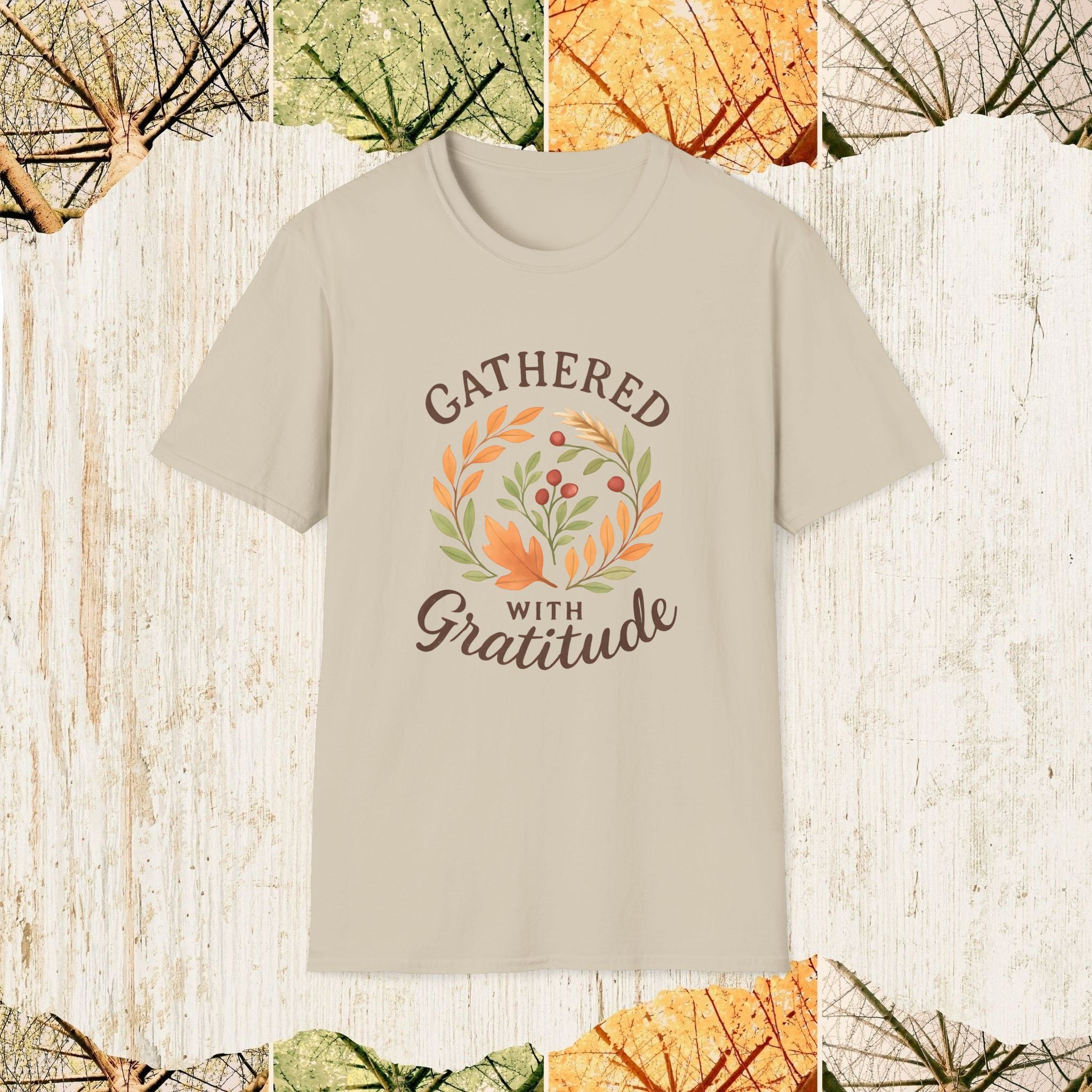 Gathered with Gratitude Thanksgiving Shirt, Autumn Cozy Tee, Family Gathering Apparel