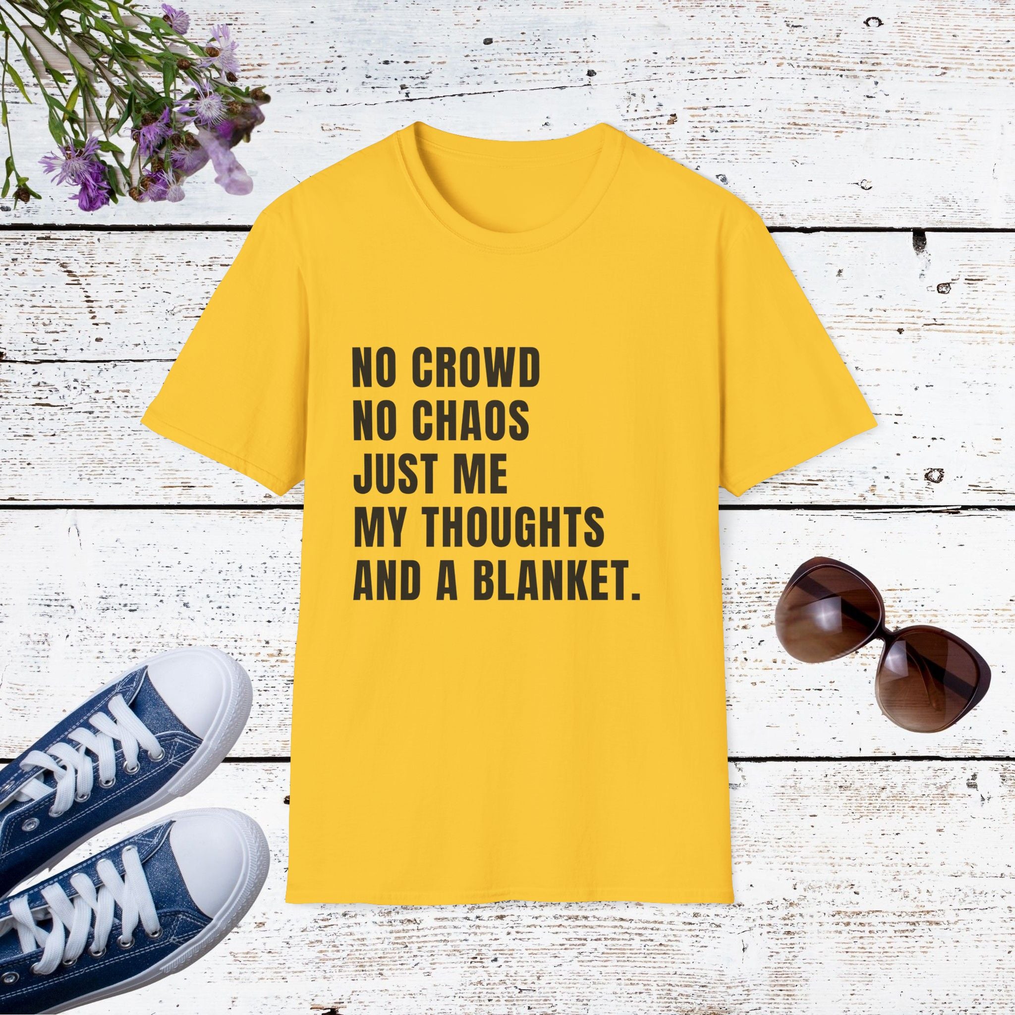 No Crowd No Chaos Cozy Introvert Shirt, Funny Self-Care Tee, Comfort & Blanket Lover Gift