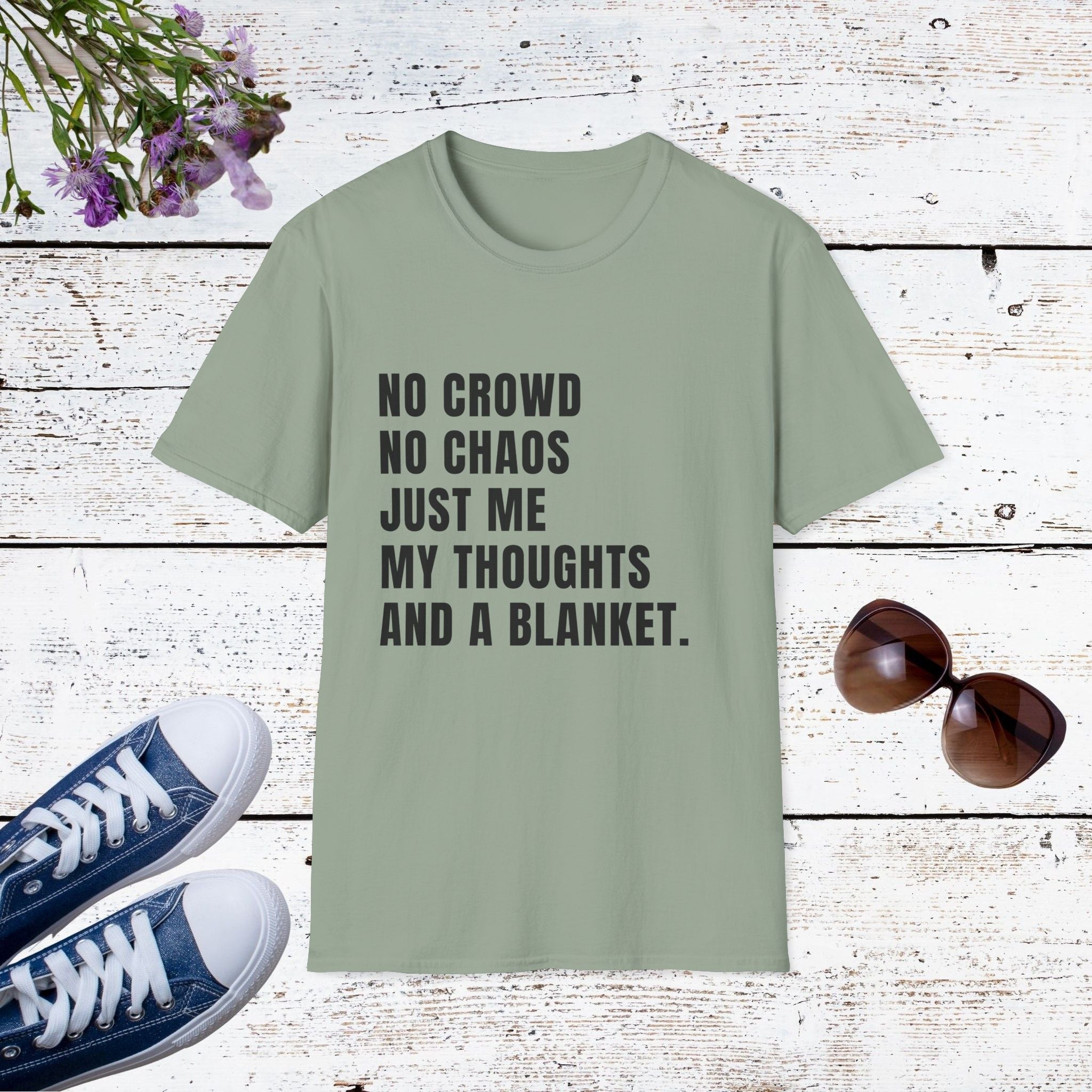 No Crowd No Chaos Cozy Introvert Shirt, Funny Self-Care Tee, Comfort & Blanket Lover Gift