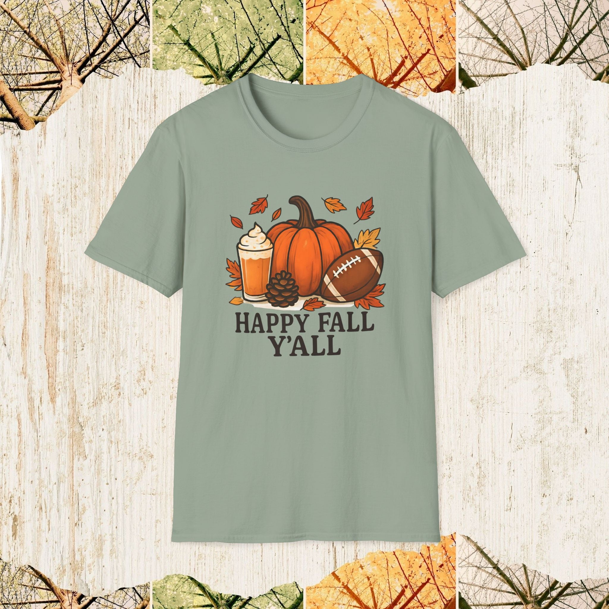 Happy Fall Y’all Cozy Autumn Shirt, Pumpkin Spice Tee, Thanksgiving & Fall Season Apparel