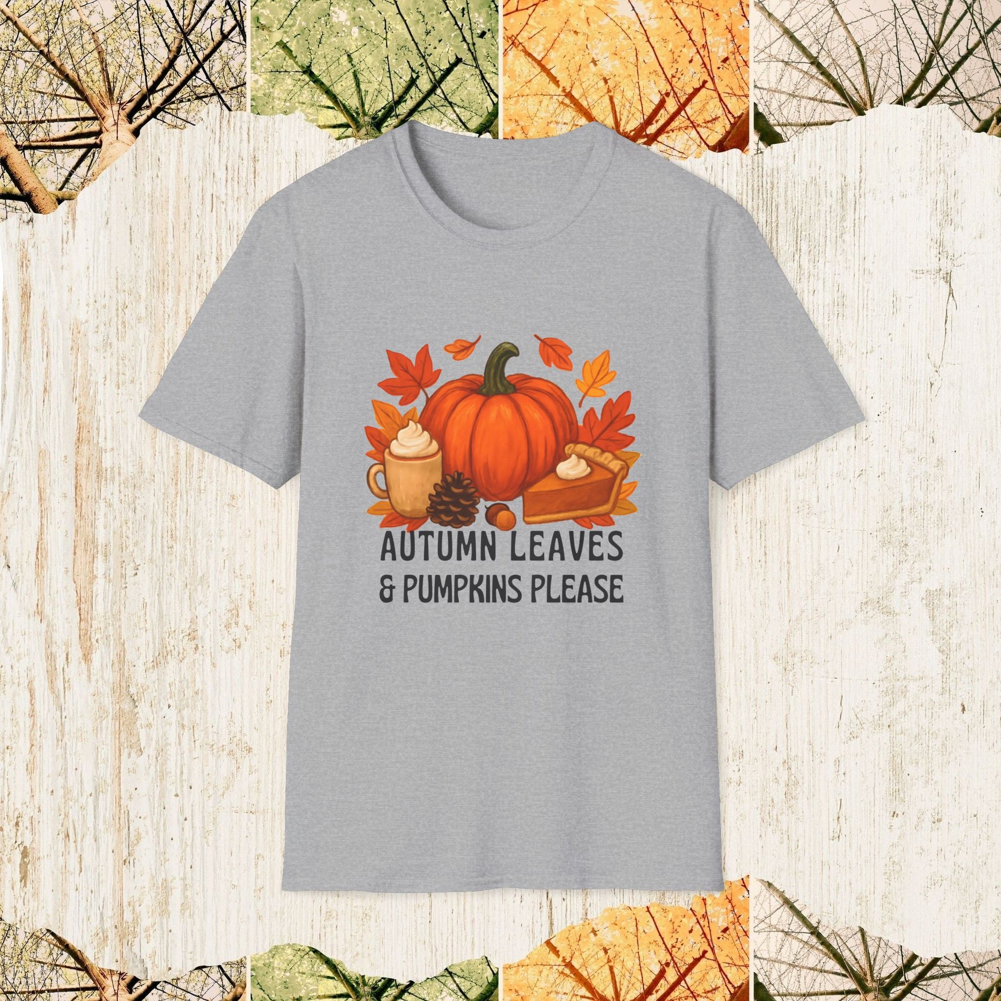 Autumn Leaves & Pumpkins Please Cozy Fall Shirt, Pumpkin Spice Tee, Autumn Aesthetic Apparel