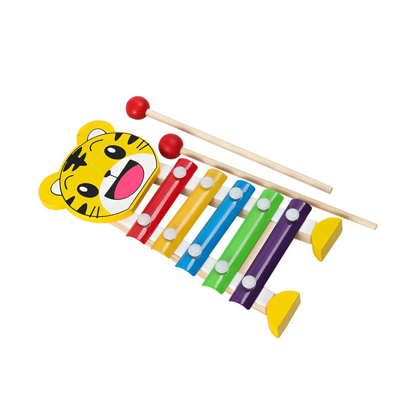 Montessori Wooden Baby Rattle & Rainbow Blocks – Educational Musical Toy for Toddlers – Natural Teething Safe Toy