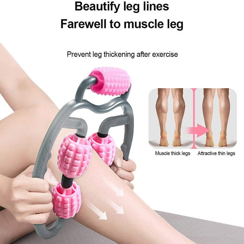 U-Shape Trigger Point Massage Roller - 4-Wheel Deep Tissue Muscle Massager for Neck, Back, Arms & Legs