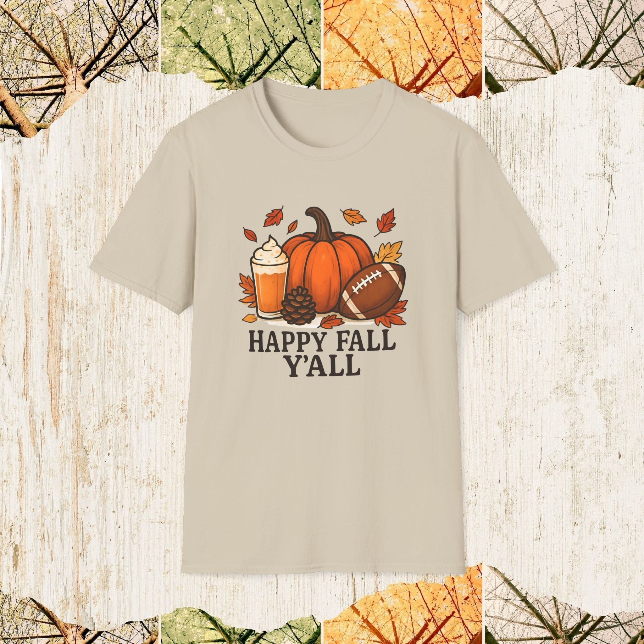 Happy Fall Y’all Cozy Autumn Shirt, Pumpkin Spice Tee, Thanksgiving & Fall Season Apparel