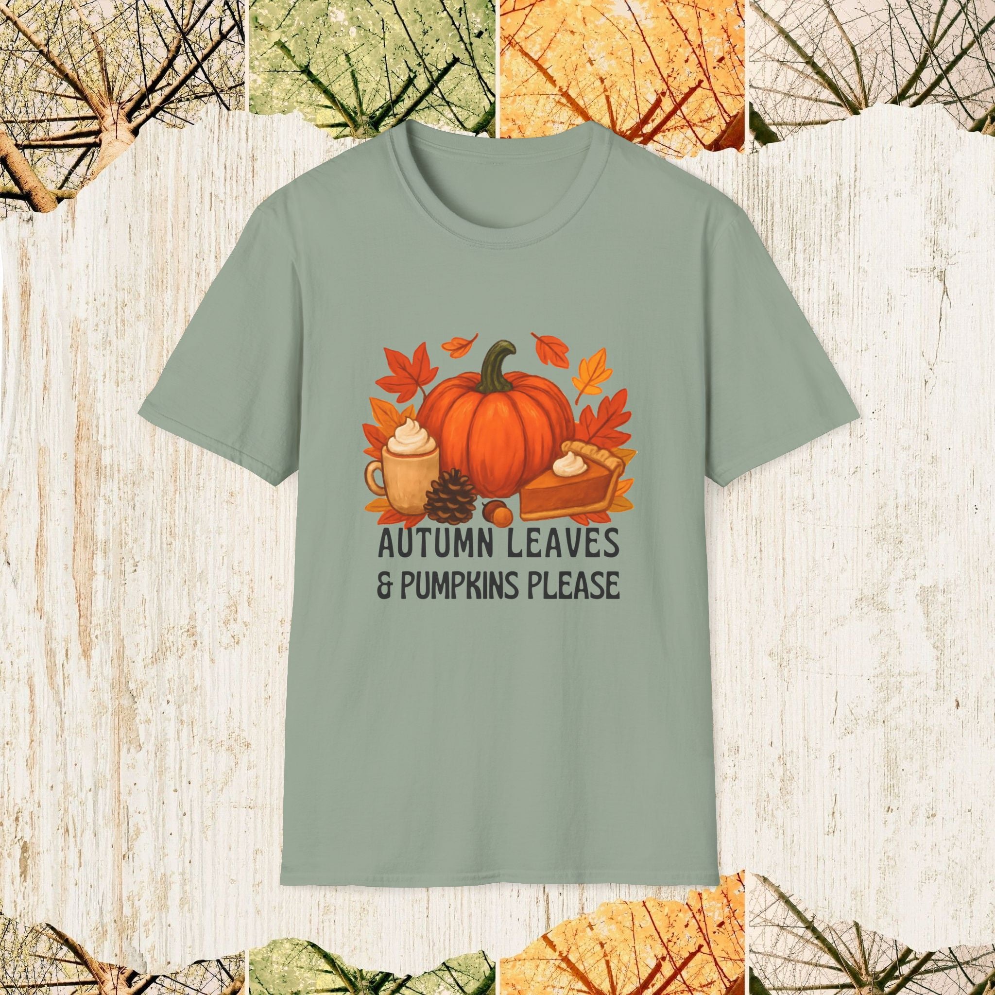 Autumn Leaves & Pumpkins Please Cozy Fall Shirt, Pumpkin Spice Tee, Autumn Aesthetic Apparel