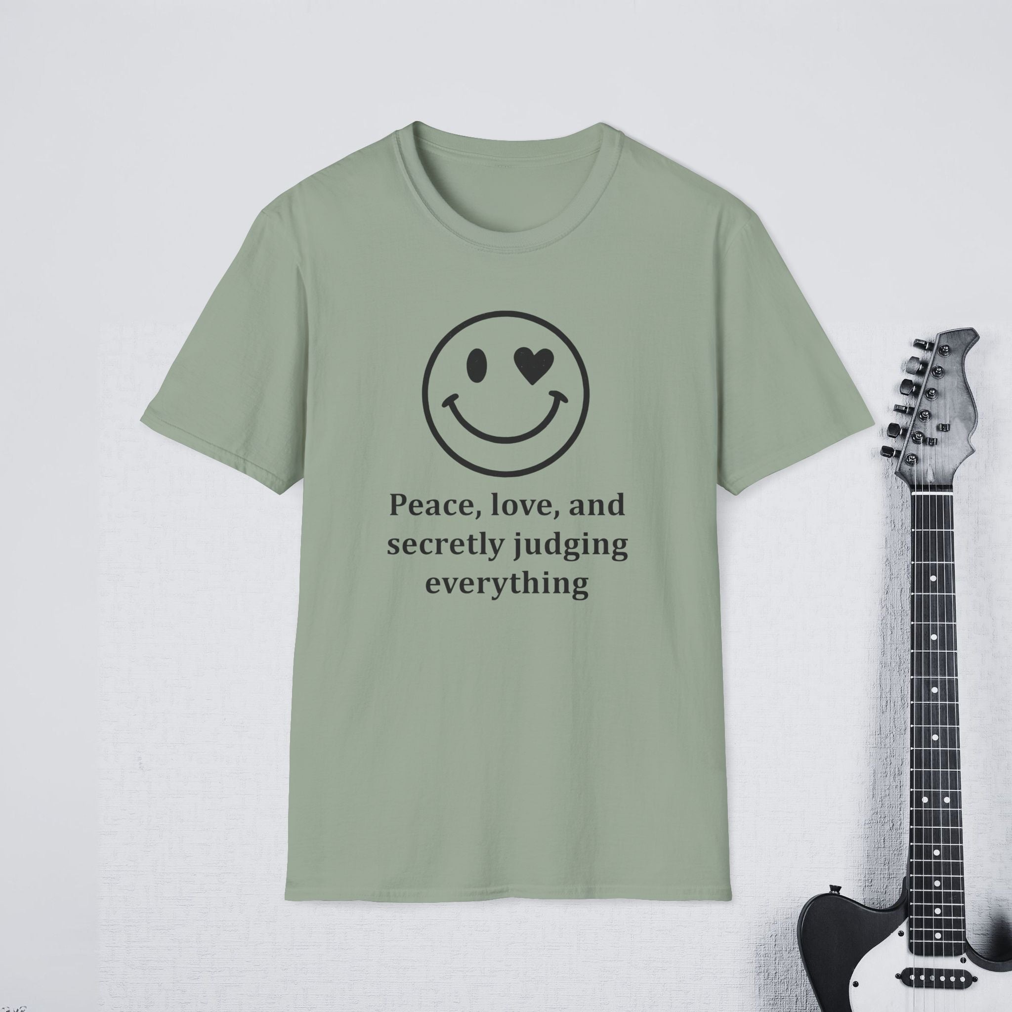 Peace Love and Secretly Judging Everything Sarcastic Humor Shirt, Funny Introvert Tee, Witty Streetwear Apparel