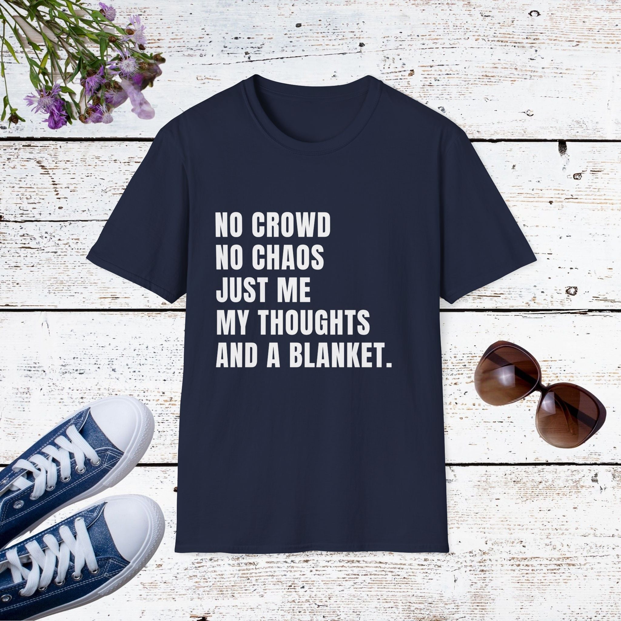 No Crowd No Chaos Cozy Introvert Shirt, Funny Self-Care Tee, Comfort & Blanket Lover Gift