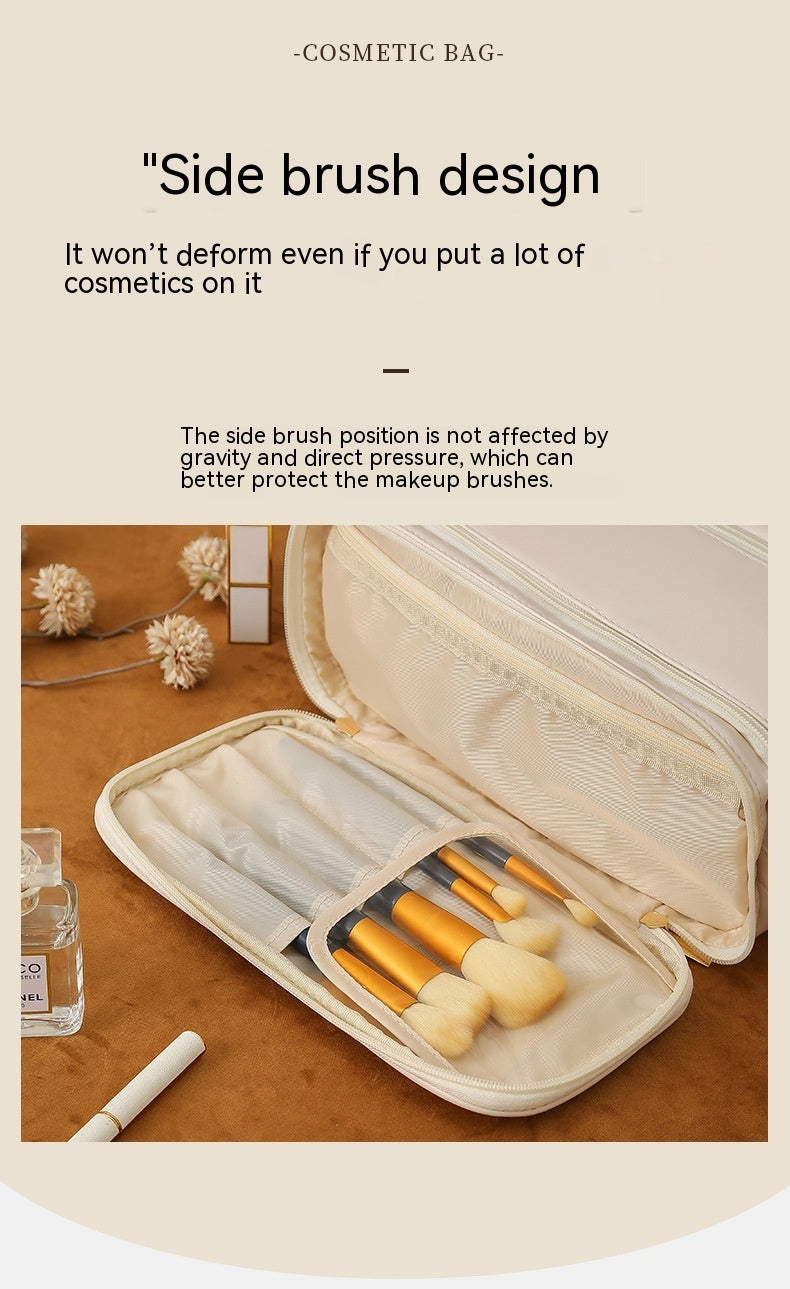 Double Zipper Makeup Bag – Stylish PU Cosmetic Organizer for Travel & Home