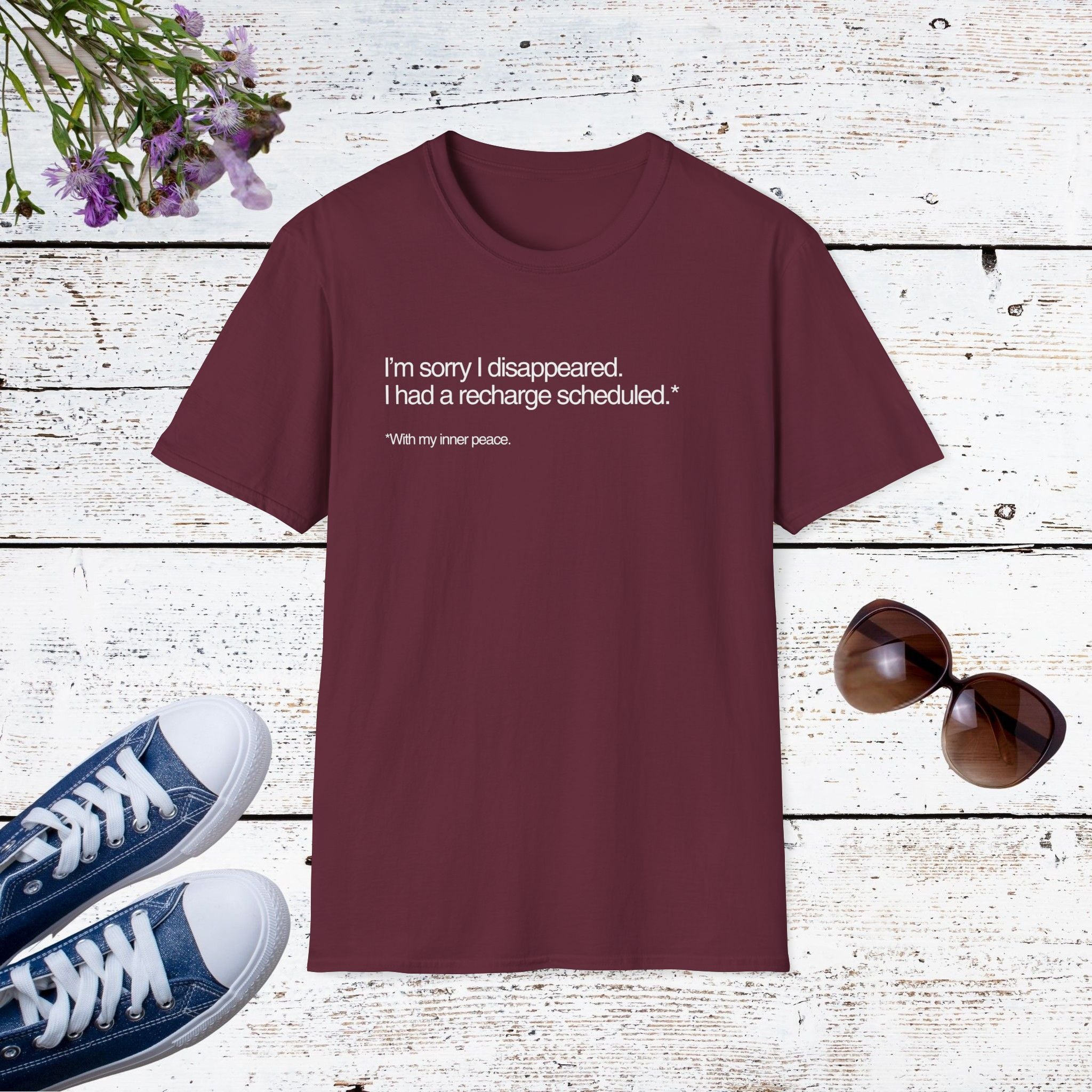 I’m Sorry I Disappeared Funny Introvert Recharge Shirt, Social Battery Humor Tee, Self-Care Gift