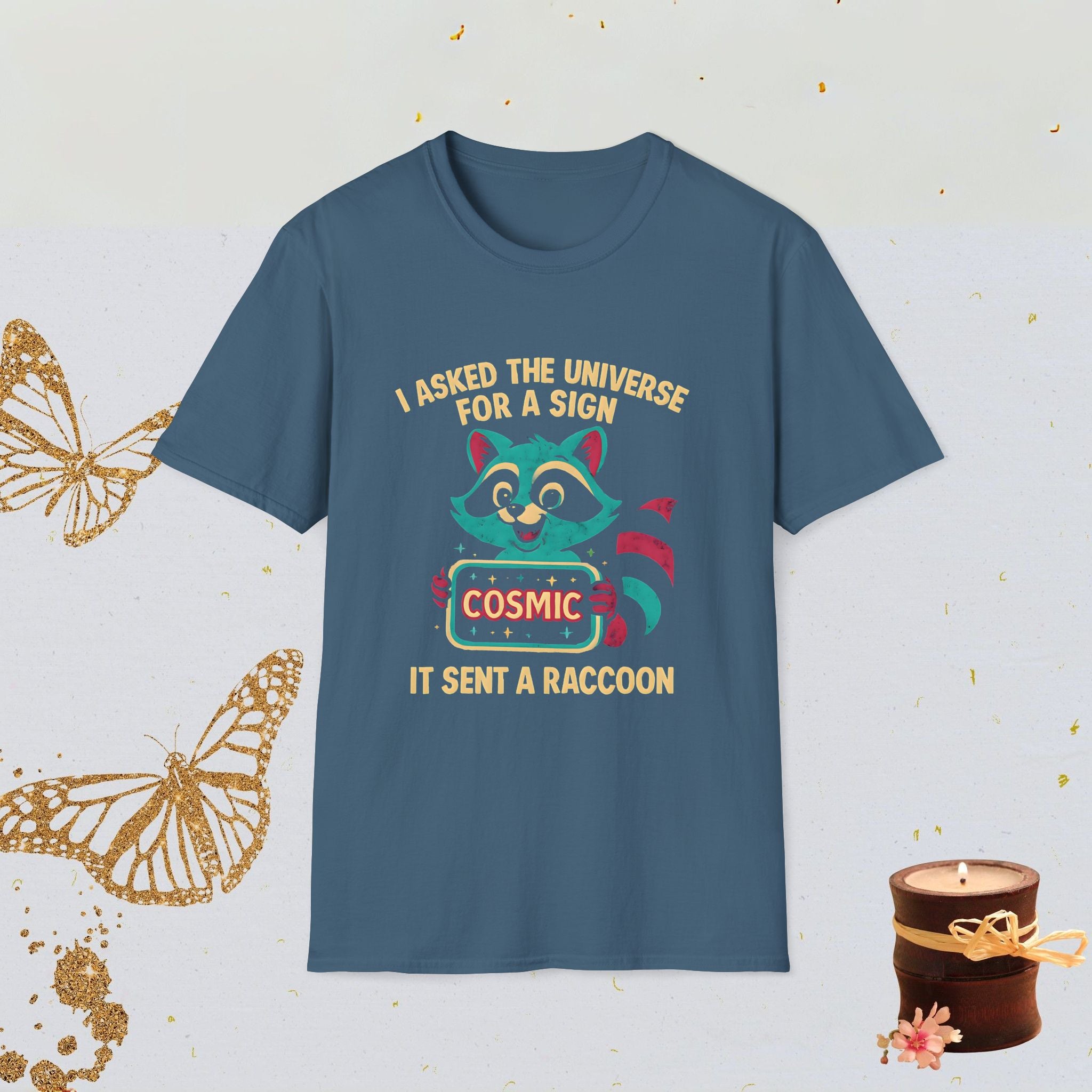 I Asked the Universe for a Sign It Sent a Raccoon Humor Shirt, Funny Spiritual Tee, Cosmic Sarcasm Apparel