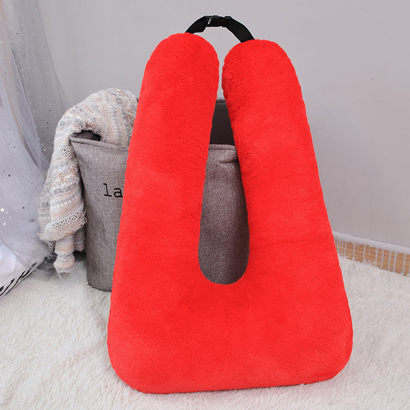 U-Shaped Travel Pillow for Kids & Adults – Soft Fur Car Seatbelt Pillow, Neck Support Cushion for Long Trips, Planes & Cars