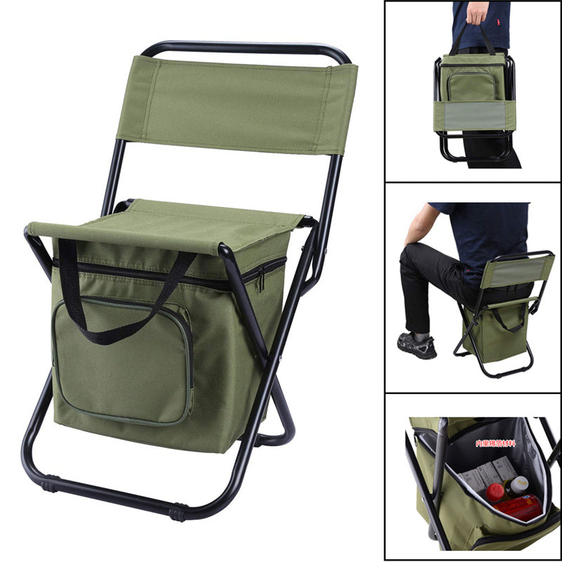Foldable Fishing Chair with Insulated Cooler – Lightweight Waterproof Camping Stool for Hiking & Outdoor Use