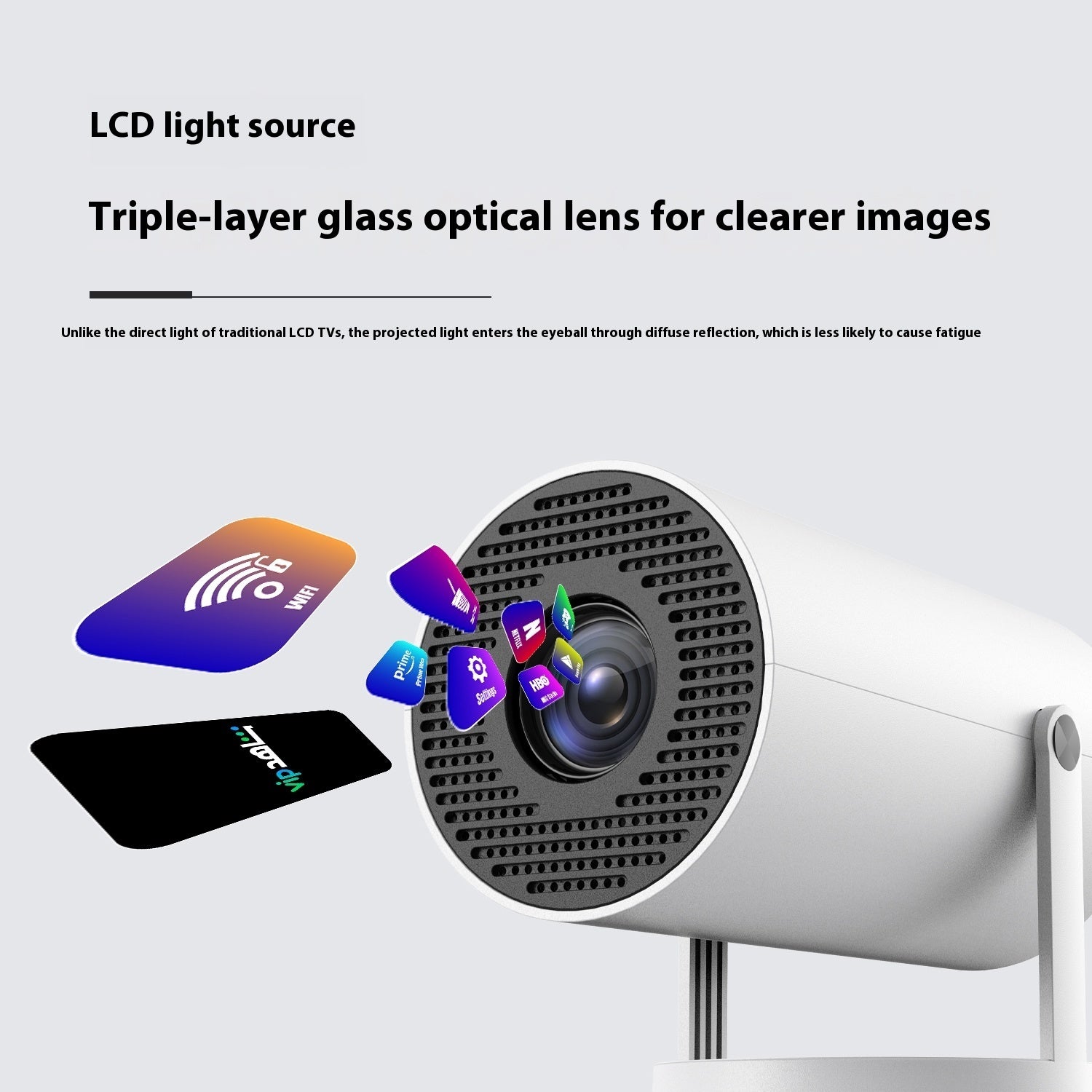 Portable Smart Projector - 180° Adjustable Mini Home Theater with Auto Keystone, 4K Support, WiFi & Bluetooth, 130-Inch Display, Built-in Speaker