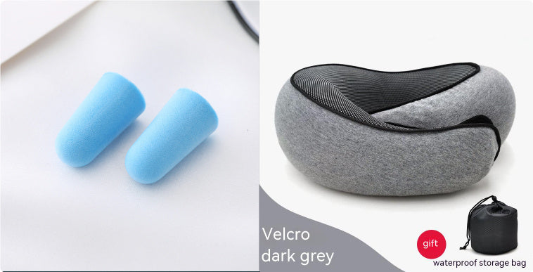 Memory Foam Travel Neck Pillow U-Shaped Ergonomic Support with Chin Strap & Anti-Slip Portable for Planes, Cars, Office