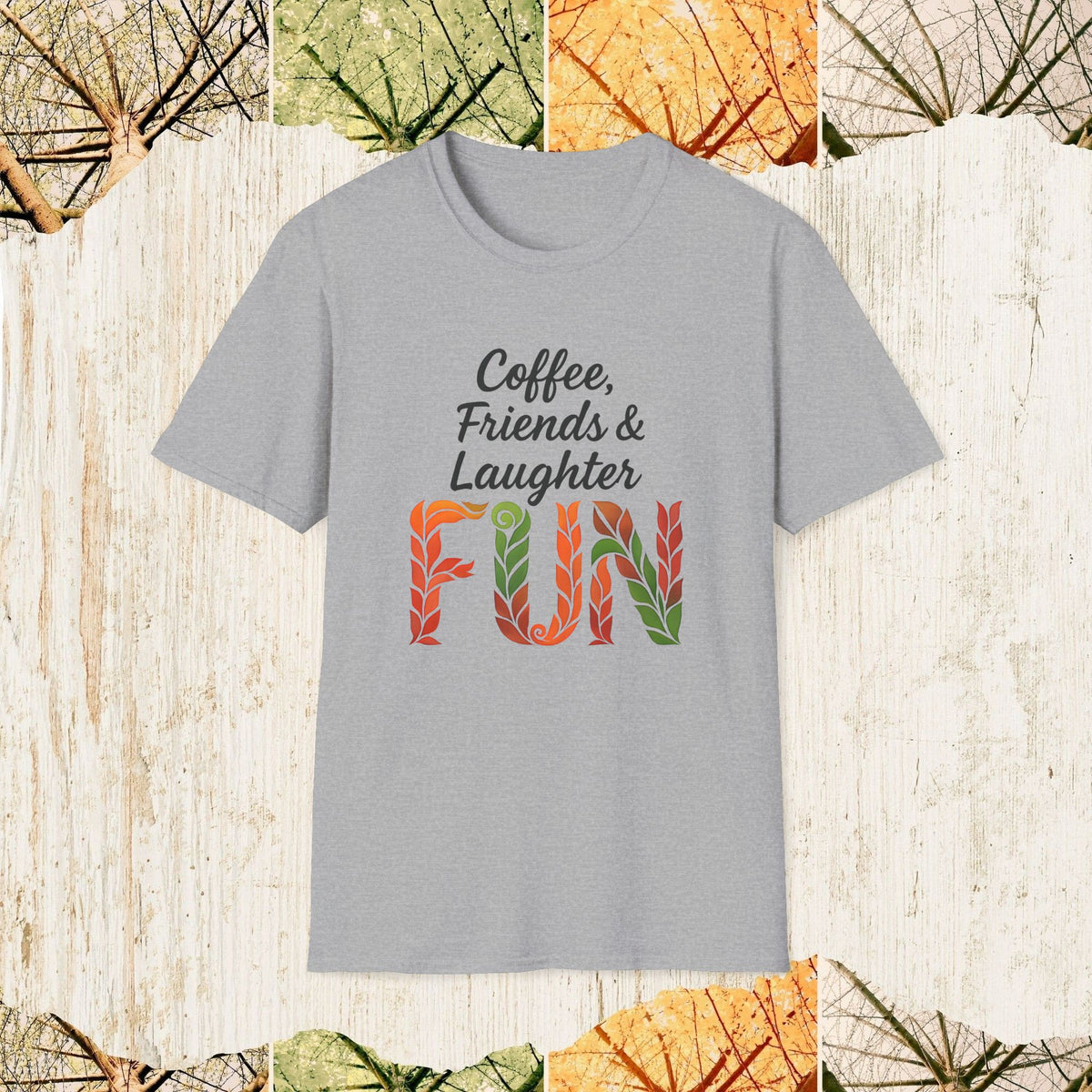 Coffee, Friends & Laughter Cozy Friendship Shirt, Everyday Lifestyle Tee