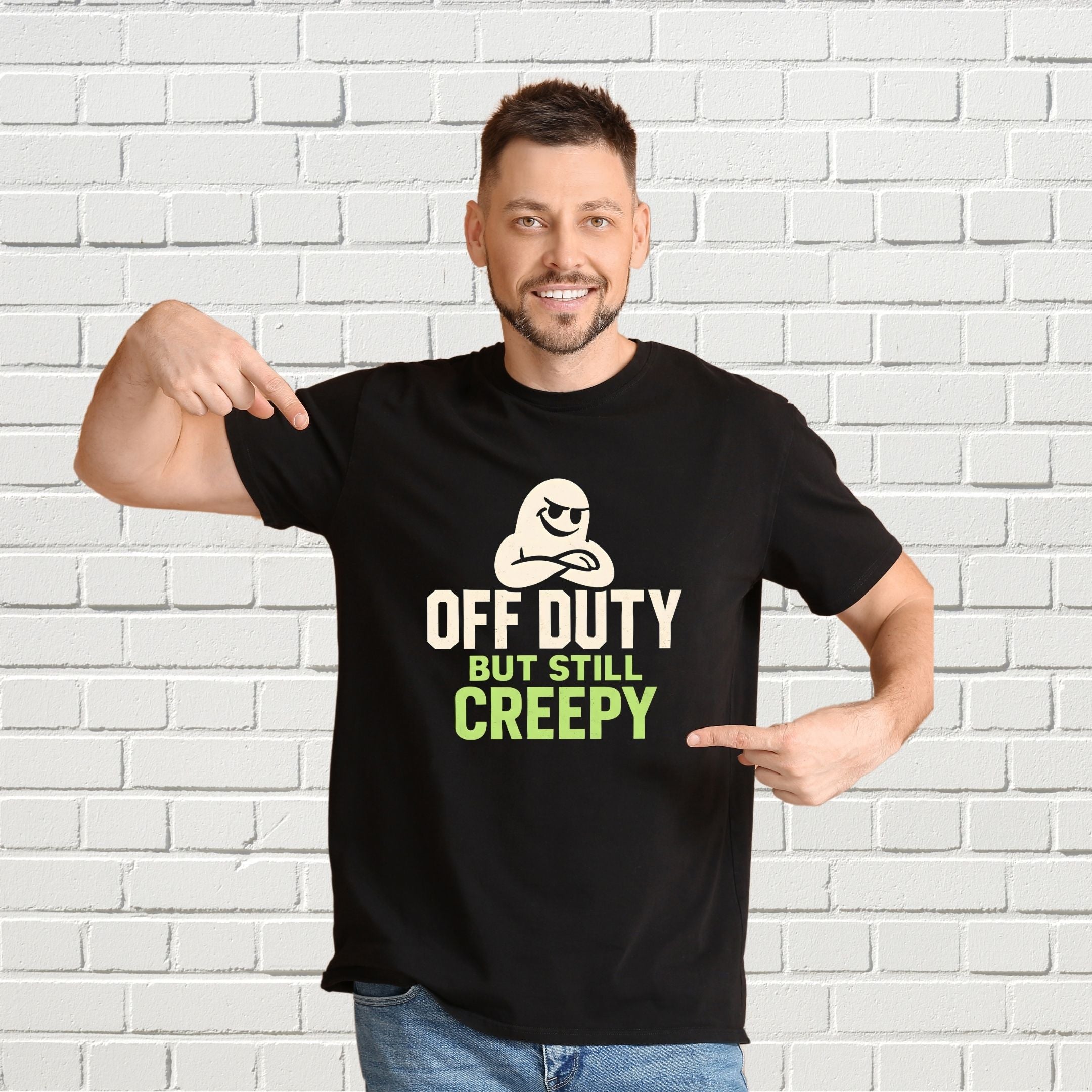 Off Duty But Still Creepy Funny Gothic Shirt, Spooky Humor Tee, Halloween Vibes Apparel