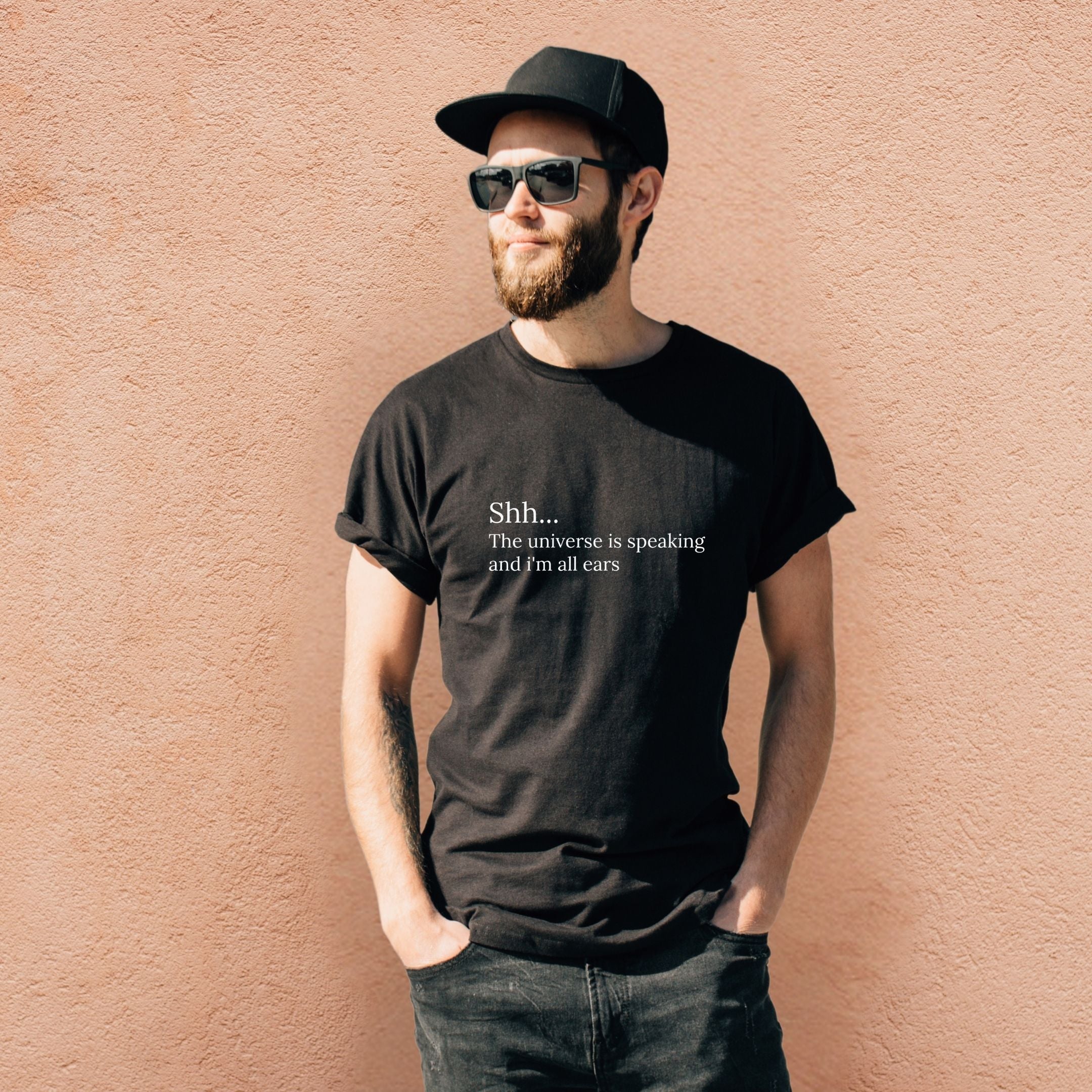 Shh The Universe Is Speaking and I’m All Ears Manifestation Shirt, Spiritual Mindfulness Tee, Cosmic Aesthetic Apparel
