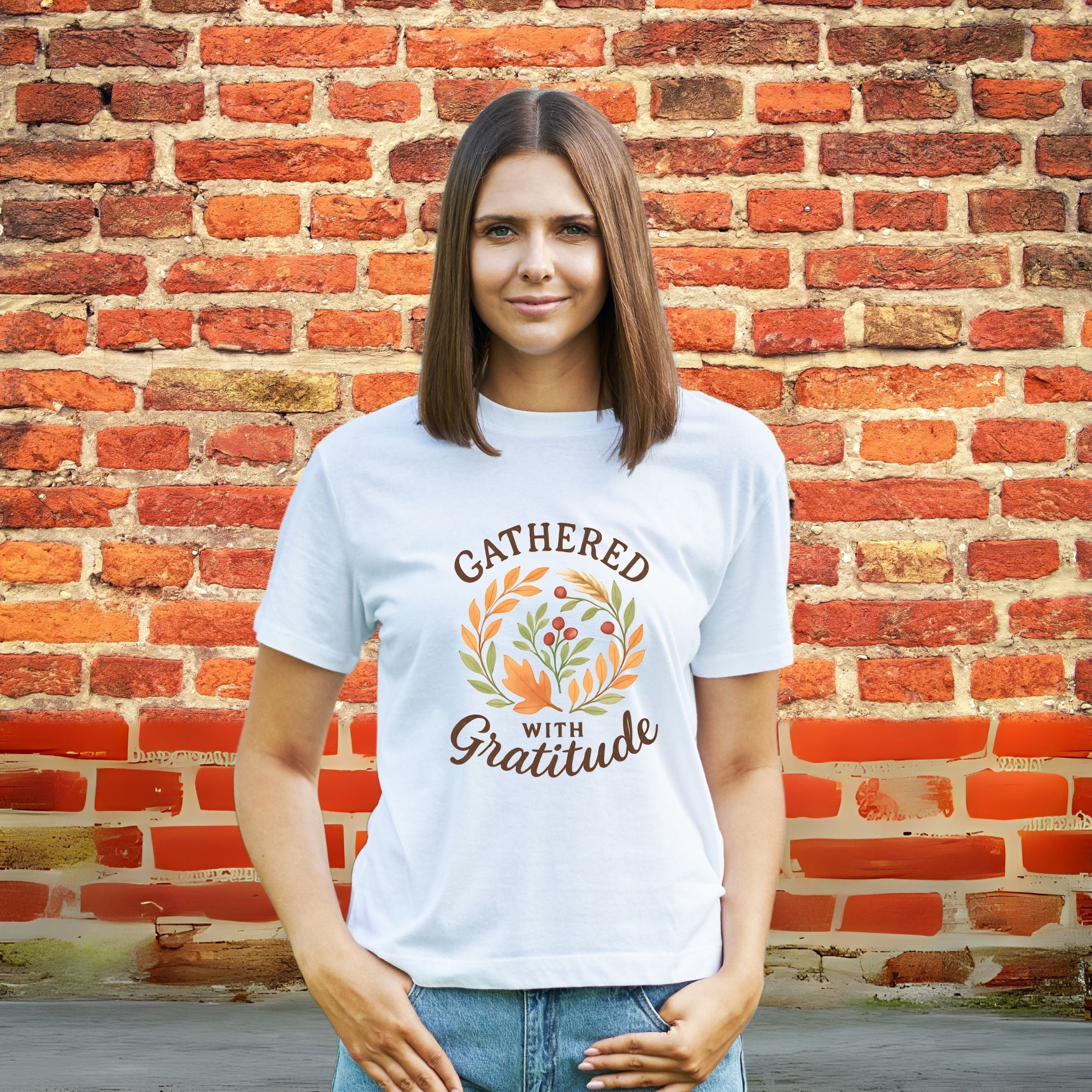 Gathered with Gratitude Thanksgiving Shirt, Autumn Cozy Tee, Family Gathering Apparel