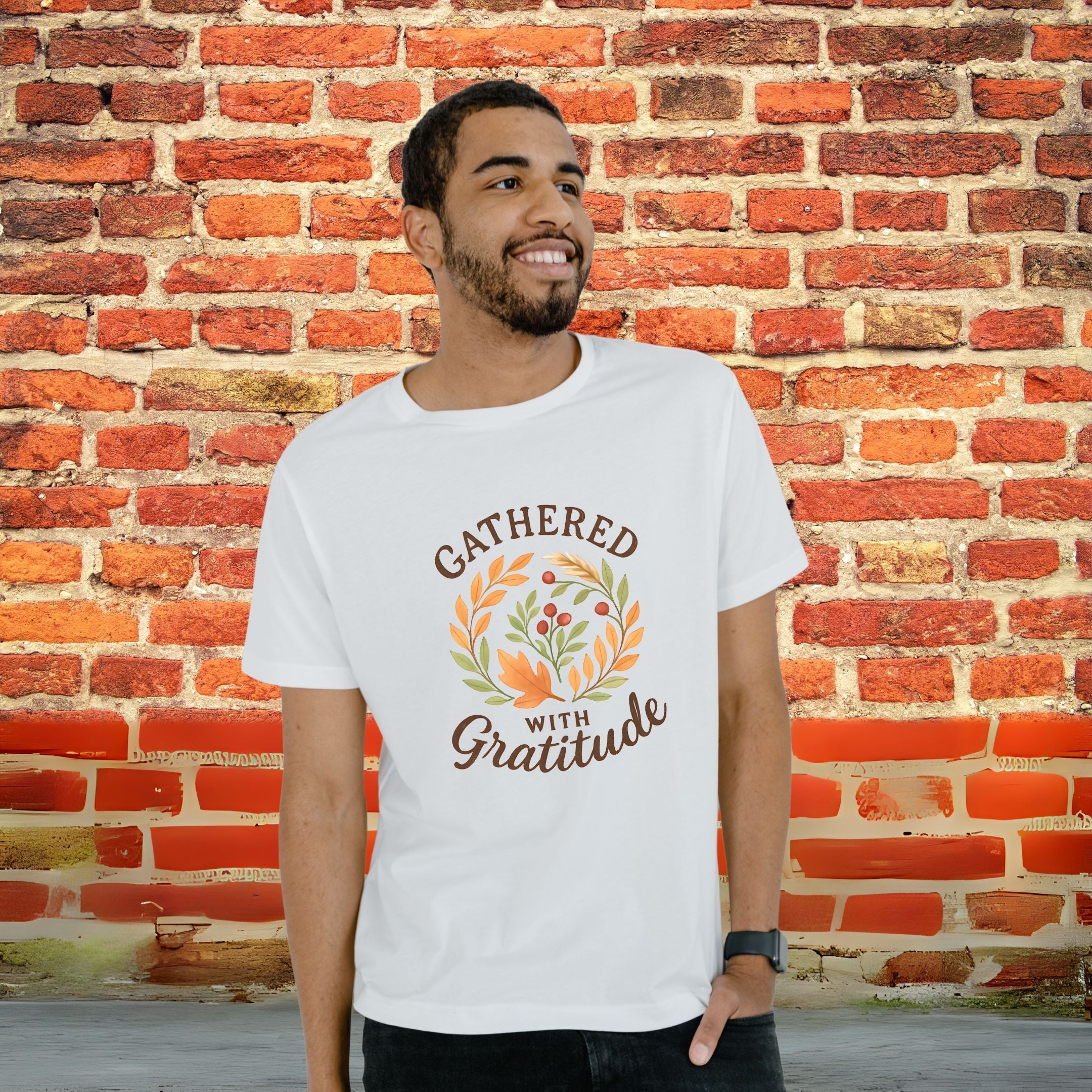Gathered with Gratitude Thanksgiving Shirt, Autumn Cozy Tee, Family Gathering Apparel