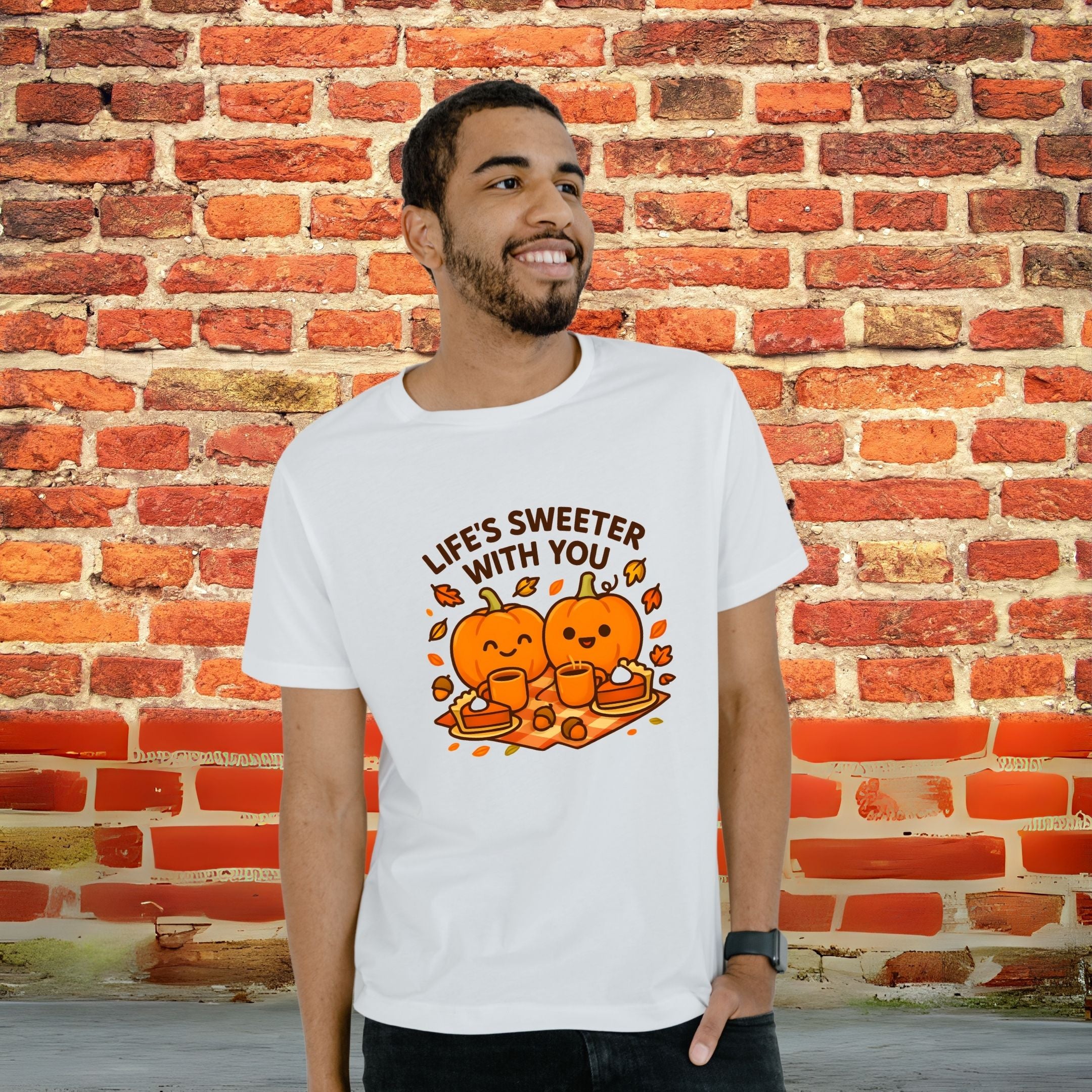 Life’s Sweeter With You Autumn Cozy Shirt, Fall Couple Tee, Pumpkin Season Love Apparel