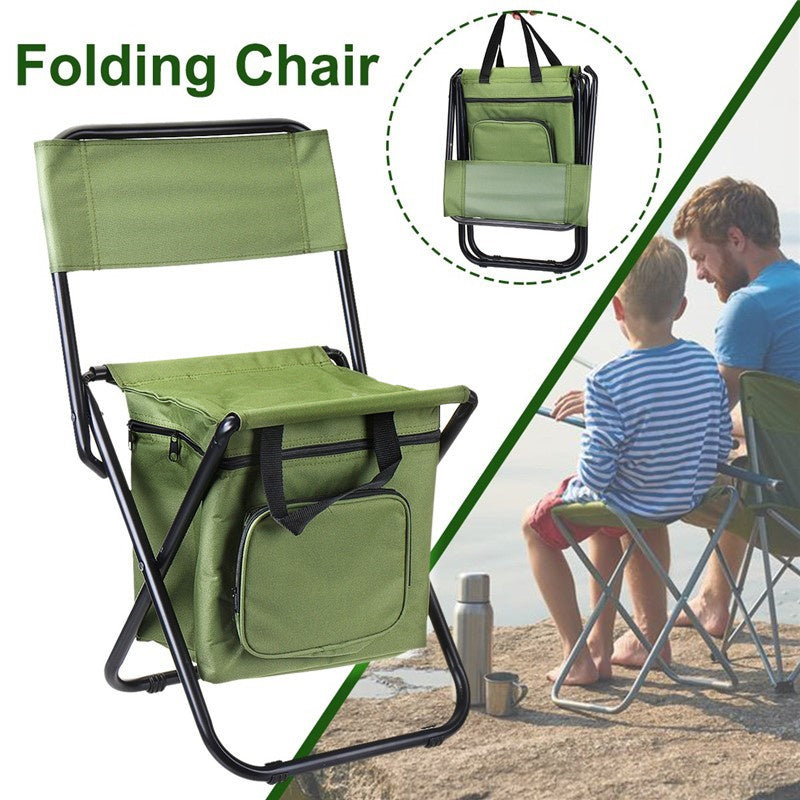 Foldable Fishing Chair with Insulated Cooler – Lightweight Waterproof Camping Stool for Hiking & Outdoor Use