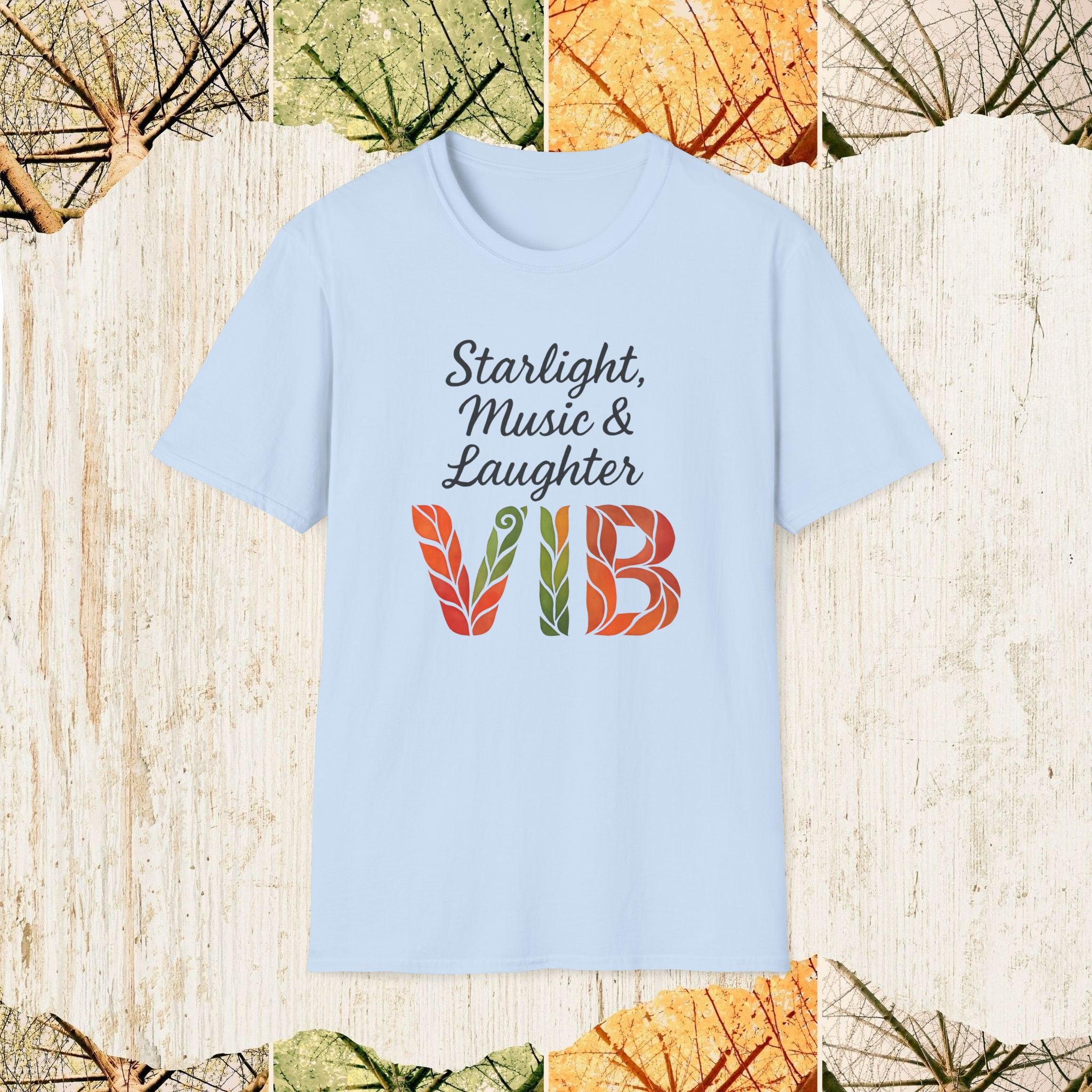 Starlight Music & Laughter Vib Positive Energy Shirt, Dreamy Lifestyle Tee, Uplifting Vibes Apparel